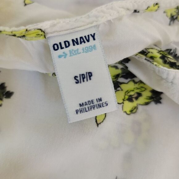 Top old navy womens small so soft neon lime floral cream cap sleeve tropical - Picture 4 of 6